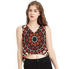 Kaleid Geometric Metal Color V-neck Cropped Tank Top