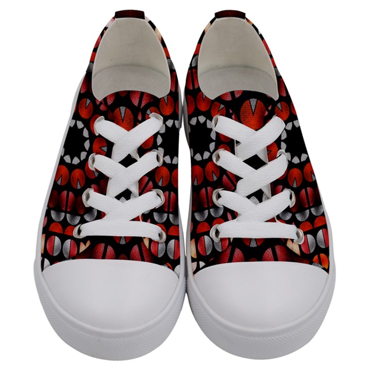 Kaleid Geometric Metal Color Kids  Low Top Canvas Sneakers