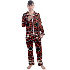 Kaleid Geometric Metal Color Men s Long Sleeve Satin Pajamas Set by byali