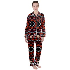 Kaleid Geometric Metal Color Satin Long Sleeve Pajamas Set by byali