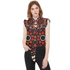 Kaleid Geometric Metal Color Frill Detail Shirt