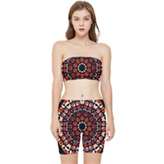 Kaleid Geometric Metal Color Stretch Shorts And Tube Top Set