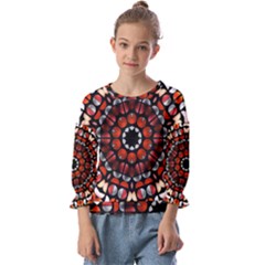 Kaleid Geometric Metal Color Kids  Cuff Sleeve Top