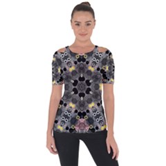 Abstract Geometric Kaleidoscope Shoulder Cut Out Short Sleeve Top by alllovelyideas