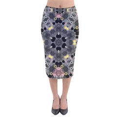 Abstract Geometric Kaleidoscope Velvet Midi Pencil Skirt by alllovelyideas