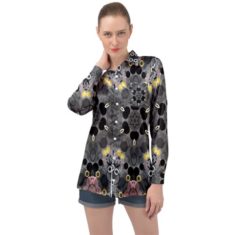 Abstract Geometric Kaleidoscope Long Sleeve Satin Shirt by alllovelyideas