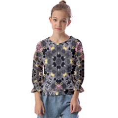 Abstract Geometric Kaleidoscope Kids  Cuff Sleeve Top