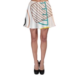 Pastel Abstract Pattern With Beige, Coffee Color Strap Skater Skirt by Casemiro