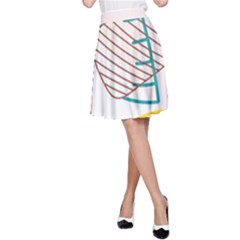 Pastel Abstract Pattern With Beige, Coffee Color Strap A-line Skirt by Casemiro