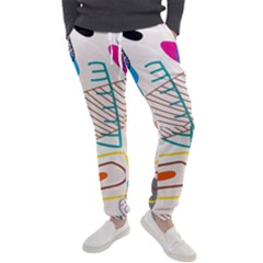 Pastel Abstract Pattern With Beige, Coffee Color Strap Men s Jogger Sweatpants