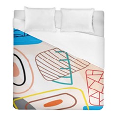 Pastel Abstract Pattern With Beige, Coffee Color Strap Duvet Cover (full/ Double Size)