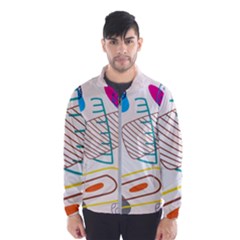 Pastel Abstract Pattern With Beige, Coffee Color Strap Men s Windbreaker