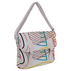 Pastel Abstract Pattern With Beige, Coffee Color Strap Buckle Messenger Bag