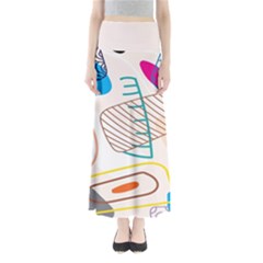 Pastel Abstract Pattern With Beige, Coffee Color Strap Full Length Maxi Skirt by Casemiro