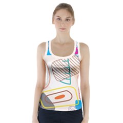 Pastel Abstract Pattern With Beige, Coffee Color Strap Racer Back Sports Top by Casemiro