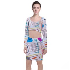 Pastel Abstract Pattern With Beige, Coffee Color Strap Top And Skirt Sets by Casemiro