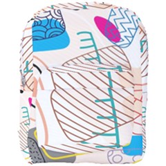 Pastel Abstract Pattern With Beige, Coffee Color Strap Full Print Backpack by Casemiro