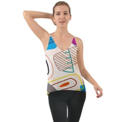 Pastel Abstract Pattern With Beige, Coffee Color Strap Chiffon Cami by Casemiro