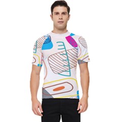 Pastel Abstract Pattern With Beige, Coffee Color Strap Men s Short Sleeve Rash Guard by Casemiro