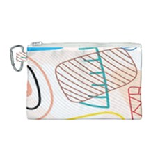 Pastel Abstract Pattern With Beige, Coffee Color Strap Canvas Cosmetic Bag (medium)