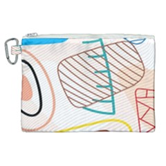 Pastel Abstract Pattern With Beige, Coffee Color Strap Canvas Cosmetic Bag (xl)