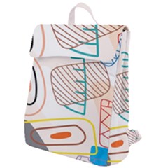 Pastel Abstract Pattern With Beige, Coffee Color Strap Flap Top Backpack