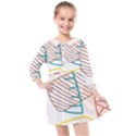 Pastel abstract pattern with beige, coffee color strap Kids  Quarter Sleeve Shirt Dress View1