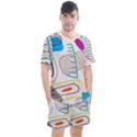 Pastel abstract pattern with beige, coffee color strap Men s Mesh Tee and Shorts Set View1