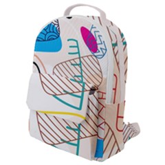 Pastel Abstract Pattern With Beige, Coffee Color Strap Flap Pocket Backpack (small)