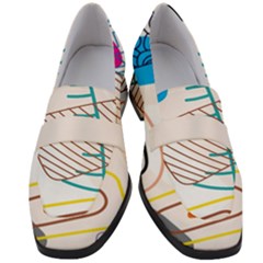 Pastel Abstract Pattern With Beige, Coffee Color Strap Women s Chunky Heel Loafers by Casemiro