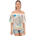 Pastel abstract pattern with beige, coffee color strap Off Shoulder Short Sleeve Top View1