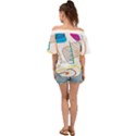 Pastel abstract pattern with beige, coffee color strap Off Shoulder Short Sleeve Top View2