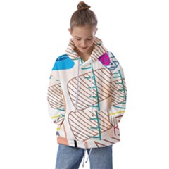 Pastel Abstract Pattern With Beige, Coffee Color Strap Kids  Oversized Hoodie