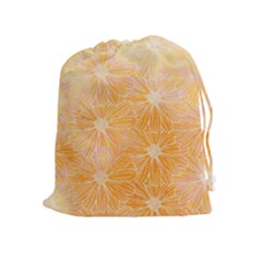 Flowers Pattern Orange Yellow Drawstring Pouch (xl) by alllovelyideas