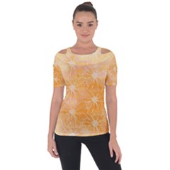 Flowers Pattern Orange Yellow Shoulder Cut Out Short Sleeve Top by alllovelyideas