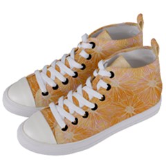 Flowers Pattern Orange Yellow Women s Mid-top Canvas Sneakers by alllovelyideas