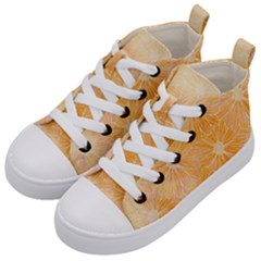 Flowers Pattern Orange Yellow Kids  Mid-top Canvas Sneakers by alllovelyideas