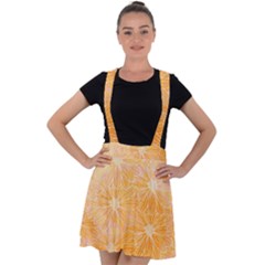 Flowers Pattern Orange Yellow Velvet Suspender Skater Skirt by alllovelyideas