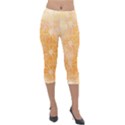 Flowers Pattern Orange Yellow Lightweight Velour Capri Leggings  View1