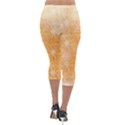 Flowers Pattern Orange Yellow Lightweight Velour Capri Leggings  View2