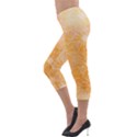 Flowers Pattern Orange Yellow Lightweight Velour Capri Leggings  View3