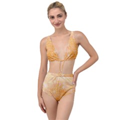 Flowers Pattern Orange Yellow Tied Up Two Piece Swimsuit by alllovelyideas