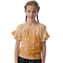 Flowers Pattern Orange Yellow Kids  Cut Out Flutter Sleeves View1