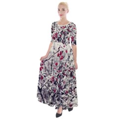 Berries In Winter, Fruits In Vintage Style Photography Half Sleeves Maxi Dress