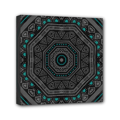 Mandala Vert Noir Pattern Mini Canvas 6  X 6  (stretched) by alllovelyideas