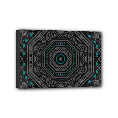 Mandala Vert Noir Pattern Mini Canvas 6  X 4  (stretched) by alllovelyideas