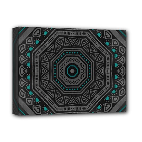 Mandala Vert Noir Pattern Deluxe Canvas 16  X 12  (stretched)  by alllovelyideas