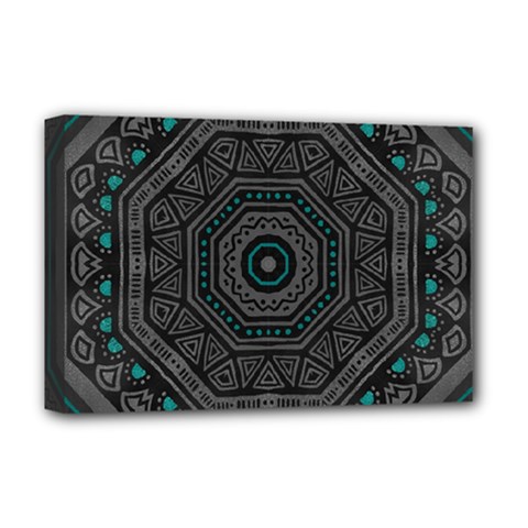 Mandala Vert Noir Pattern Deluxe Canvas 18  X 12  (stretched) by alllovelyideas