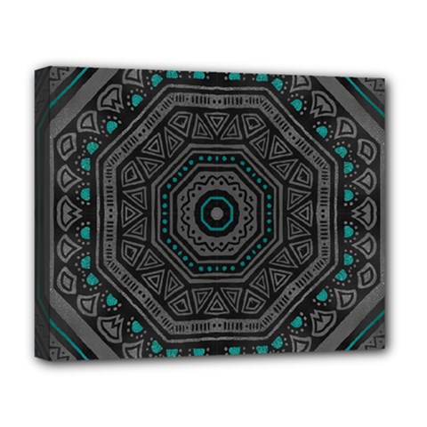 Mandala Vert Noir Pattern Deluxe Canvas 20  X 16  (stretched) by alllovelyideas