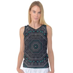 Mandala Vert Noir Pattern Women s Basketball Tank Top by alllovelyideas